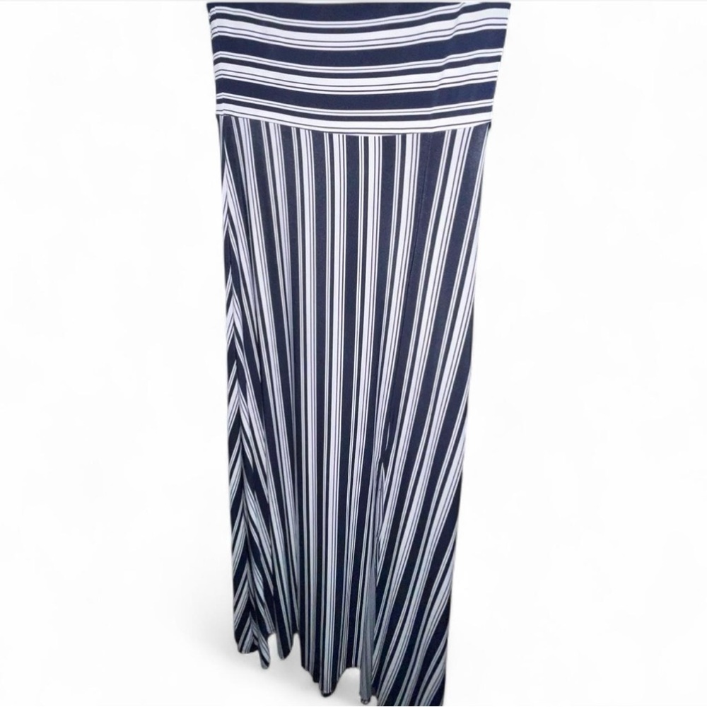 Banana republic Navy and white striped sleeveless dress with slit